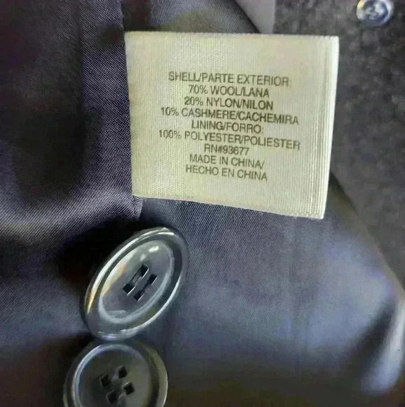 Wool/Cashmere Blend Double Breasted Peacoat - Picture 5 of 5